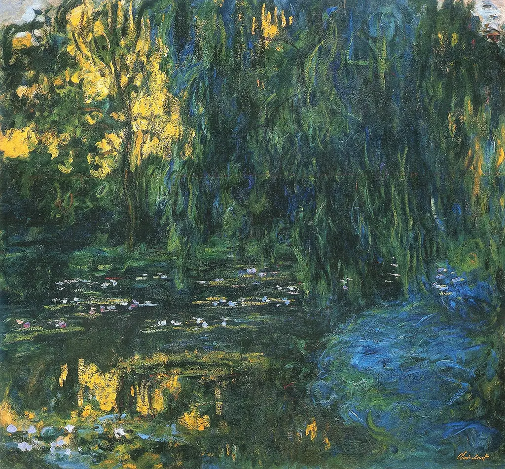 Water-Lily Pond and Weeping Willow in Detail Claude Monet